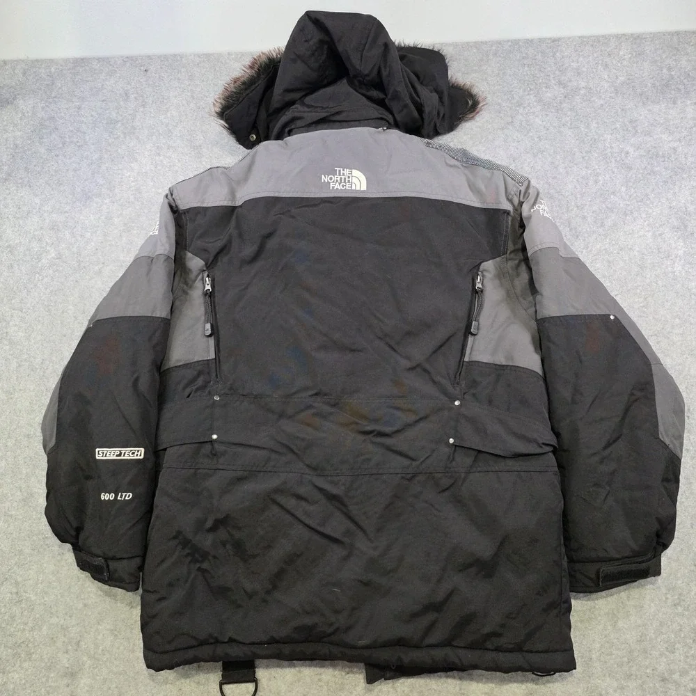 The North Face Steep Tech 600 LTD Jacket Mens XL Black Hooded Belted Ski Parka